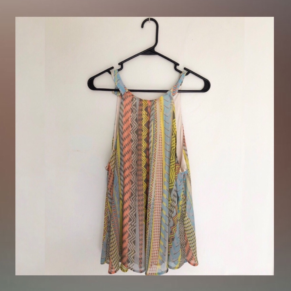 Flowy, pastel print halter neck top